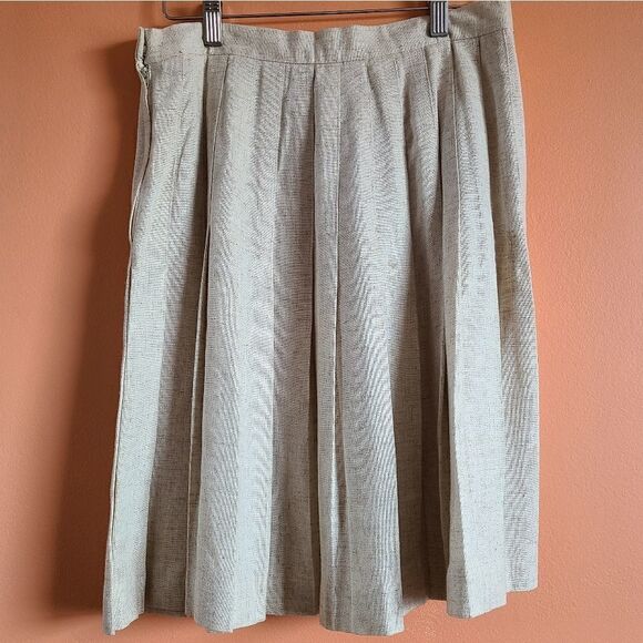 Vintage New Frontier Linen Blend Pleated Skirt 10 - Picture 1 of 9